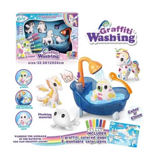 Набір для творчості 804 (24шт) 4 флоксові фігурки тварин помпова подача води 6 кольорових фломастері