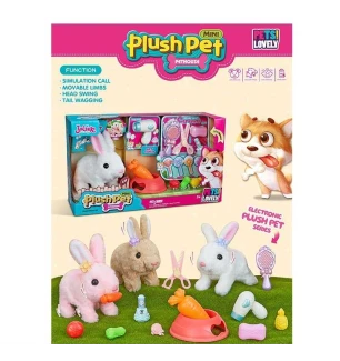 Улюбленець MC 1069 (18шт) "Кролик" ходить звуки на батарейках рухає вушками аксесуари гребінець фен