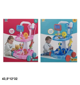 Лікар дитячий набір стіл 9901-1/1A (16шт/2) з аксесуарами 2 види у коробці 43,5*12*32 см