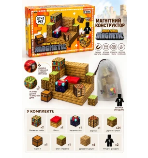Конструктор магнітний Майнкрафт MY WORLD MINECRAFT A16 (24шт) на 38+2 деталей у коробці