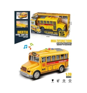 Автобус інерційний JS 168 (72шт/2) "Шкільний автобус" звук підсвітка масштаб 1:20 гумові колеса у ко