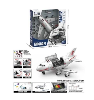 Літак дитячий YW 9089 (12шт) конструктор довжина 38 см підсвічування звукові ефекти озвучування англ