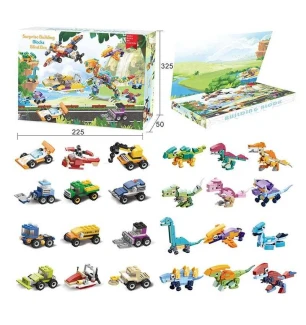 Адвент-календар GL 029 (20шт) конструктор 24 комірки машинки та динозаври у коробці  