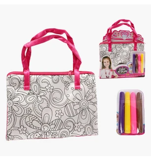Сумка-розмальовка 613-5 (144шт/2) текстильна 4 мініфломастери застібається на блискавку на листі   