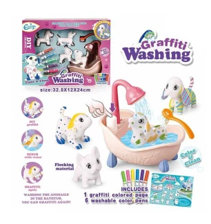 Набір для творчості 802 (24шт) 4 флоксові фігурки тварин помпова подача води 6 кольорових фломастер