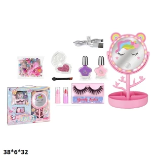 Набір косметики дитяча та аксесуарів ZR-58B (36шт/2) з LED-дзеркалом USB у коробці 37,5*6*31,5 см