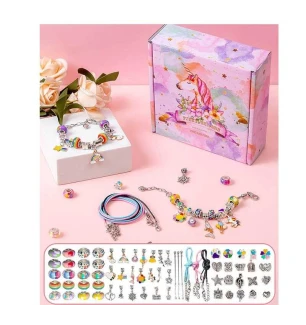 Набір прикрас DLS 1106 (100шт) "Веселковий бокс" основи для браслетів намистини підвіски у коробці