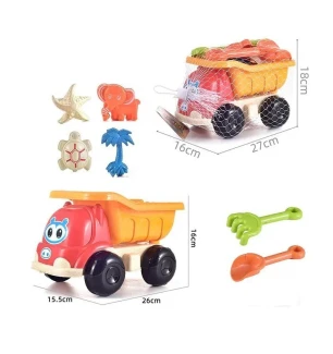 Пісочний набір C 468 (48шт/2) розмір самоскида - 26х15.5х16 см лопатка граблі 4 формочки у сітці