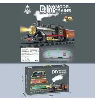 Поїзд батарейковий залізниця XZ 012 (24шт) локомотив 2 вагони колія: 160х75 см підсвічування звуки п