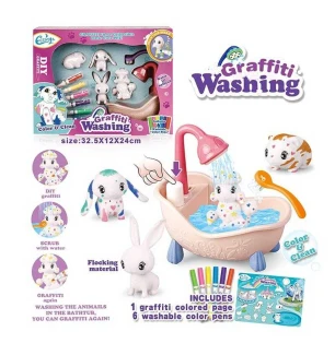 Набір для творчості 803 (24шт) 4 флоксові фігурки тварин помпова подача води 6 кольорових фломастері