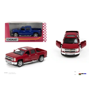 Модель машини KINSMART KT5381W (96шт/4) "Chevrolet Silverado" 4 види у коробці 16*8,5*7 см