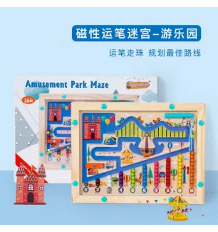 Дошка логічна C 71007 (48шт) дерев'яна магнітна ручка кульки у коробці  