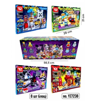 Конструктор Майнкрафт MY WORLD MINECRAFT YZ7238 (120шт/2) 4 види 195+ елементи у коробці