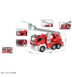 Пожежна машина інерційна WY1125A (18шт) батарейкова музична світиться бризкає водою у коробці 38*13,