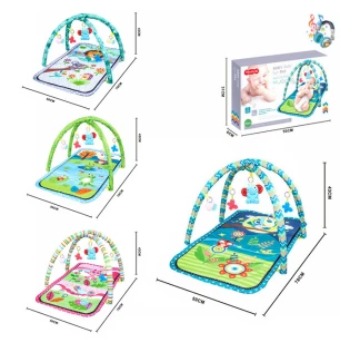Килимок з дугами для дітей 73141/73142/73143/73144 (24шт/2) з брязкальцями тваринками музичне 4 види