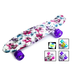 Пенніборд (Пенниборд) PENNY BOARD "Flowers chamomile" "Сакура" (8шт) PU колеса світяться, в пак.