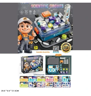 Електронний конструктор 77-50B (20шт) 58 елементів батарейковий музичний світиться у коробці 29,6*8,