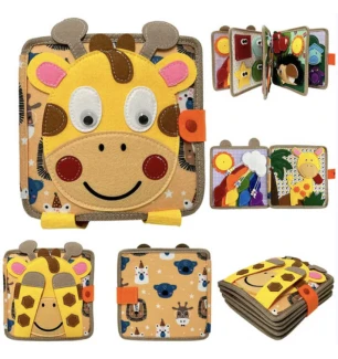 М'яка книжка-бізіборд C 64654 (36шт) фетровий вивчення форм кольорів тварин пальчикові ігри на липуч