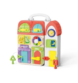 Бізіборд XQS 2069 A (16шт) пальчикові ігри замочки застібки шнурівки підсвічування озвучення англійс