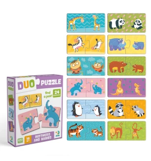 Пазли дитячі 300692 (24шт) Dodo DUO "Мама і малюк" 24 елементи у коробці 16*4*13.5 см