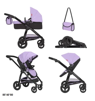 Коляска для ляльки 2в1 CARRELLO ULTRA 9696 (1шт) PURPLE з сумкою металева у коробці 51*14,5*44,5 см