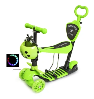 Самокат 5 в 1 SCOOTER 5IN1 "GREEN" (6шт) з колесами що світяться та ручкою батьківською, в кор.