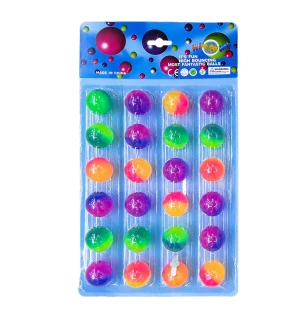 М`яч 3,2 см попригунчик BT-JB-0071 (36шт) стрибунець двокольоровий неон 24 шт під слюдою