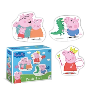 Пазли дитячі 200338 (36шт) Dodo «Peppa Pig» Родина Свинки Пеппи 3 в 1 елементів у коробці 18*24*4 см