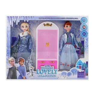 Лялька типу "Барбі" набір DXF 2644 (48шт/2) Frozen 30 см знімний одяг шафка рухомі елементи у коробц