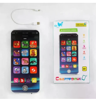 Музичний телефон TK 11206 (60шт) "WToys" укр мовою 16 сенсорних кнопок світло вірші цифри скоромовки
