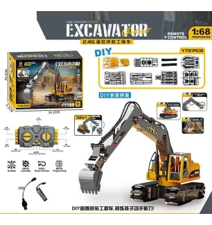 Екскаватор акумуляторний на р/к QX 017 (10шт) “Спецтехніка” 172 елементи 3.7V пульт 2.4G гусеничний