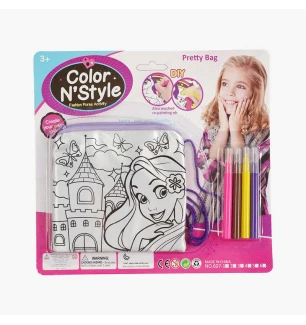 Сумка-розмальовка 607-6 (432шт/2) текстильна 4 мініфломастери застібається на блискавку на листі   