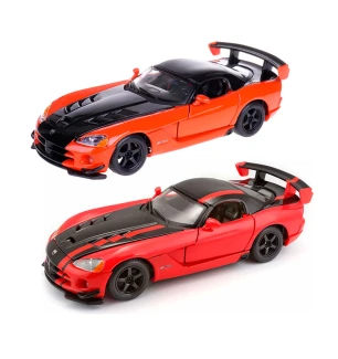 Автомодель металева 1:24 DODGE VIPER SRT10 ACR 18-22114 (6шт) BBURAGO 2 види помаранч-чорний/червоно