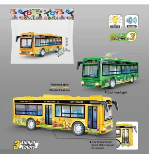 Автобус інерційний 7730 (110шт) 2 кольори звук підсвічування у пакеті  