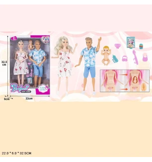 Лялька типу "Барбі" сім'я 29 см 8082-17 (60шт/2) вагітна з дитиною та аксесуарами у коробці 32,5*6*2