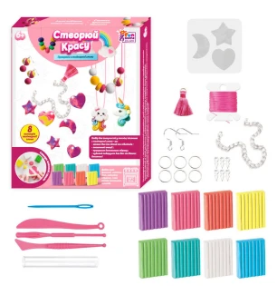 Набір полімерної глини 76948 (36шт) "4FUN Game Club" 8 кольорів глини форми фурнітура ланцюжок еласт