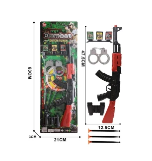 Зброя 620-25 (144шт/2) автомат наручники 3 снаряди на присосці приціл на планшетці 63*3*21 см