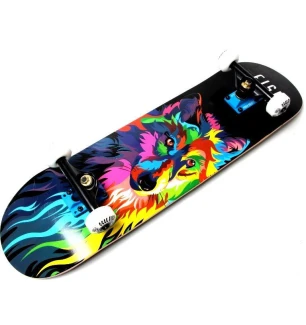 Скейт дерев'яний "FISH SKATEBOARD WOLF" SD08 (6шт) колеса PU, у пак.