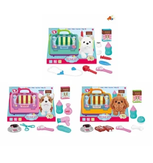 Песик T813-1/2/3 (12шт) м'який з переноскою та аксесуарами батарейковий звук 3 види у коробці 41*20*