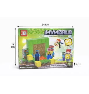 Конструктор магнітний Майнкрафт MY WORLD MINECRAFT 3801 (24шт) на 50 деталей у коробці 17*24*5 см