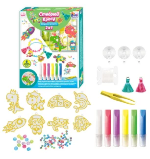 Створюй красу "Вітражні прикраси" 54715 (36шт) "4FUN Game Club" фарби інструменти стрази у коробці  