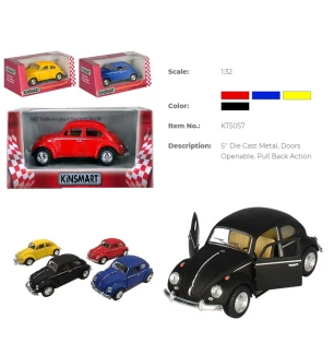 Модель машини KINSMART KT5057WM (96шт/4) Volkswagen Classical Beetle Matte  інерційна відкриваються 