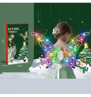 Крила 606-21 C (24шт) працюють від батарейок підсвічування рух крилами мелодія ремінці для кріплення