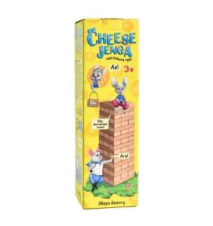 Настільна гра Джанга Cheese Jenga 30545 (6шт) 54 бруски Strateg дерев'яна українською мовою у коробц