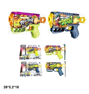 Бластер пістолет дитячий 308C-1A/1B (96шт/2) з м'якими патронами 2 види у коробці 26*5,2*18 см