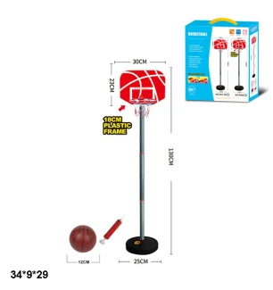Баскетбольний кошик 003B (18шт) на стійці з м'ячем та насосом у коробці 34*9*29 см