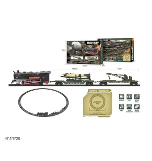 Поїзд батарейковий залізниця 5152 (36шт/2) військовий музичний світиться у коробці 47,5*6*28 см