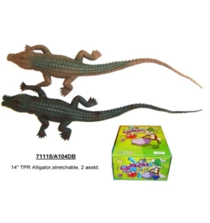 Крокодил силіконовий A104DB (180шт/2) тягнучка 14'' 2 вид 30 шт у коробці 
