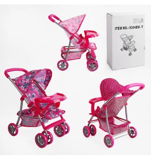 Візочок для ляльок 9304 BW-T (4шт) літня 3 види діаметр коліс 10 см у коробці