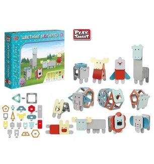 Магнітний конструктор 2469 (12шт/2) "Play Smart" 60 деталей пакування рос. мовою у коробці 